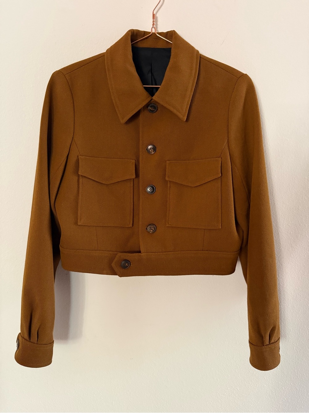 AMI Paris Alexandre Mattiussi Cropped Wool Jacket Brown Size EU 36 / S / US 4-6